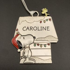 Peanuts Hallmark Snoopy Caroline Name Woodstock Doghouse Metal Ornament